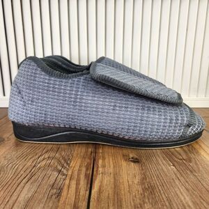 Silverts Slip Resistant Slippers Mens Sz 13 Blue Adjustable Senior Comfort Shoes